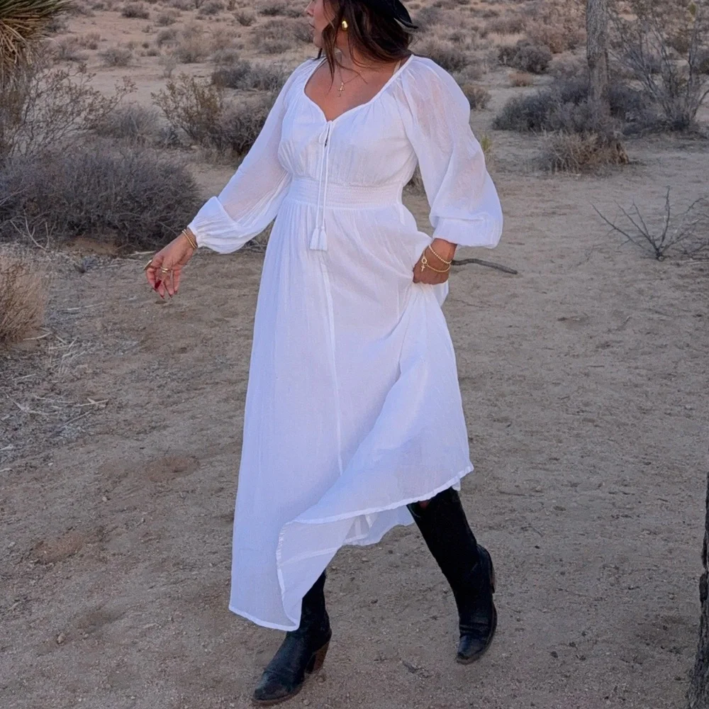 Danika White Linen Maxi Dress - Picture 6 of 6